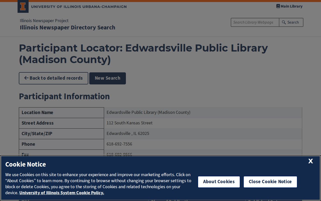 Edwardsville city directory newspaper holdings at the public library