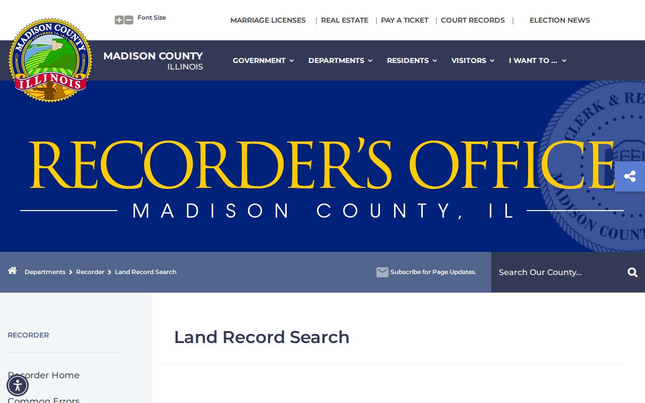 Madison County Recorder land record search information used by Edwardsville researchers