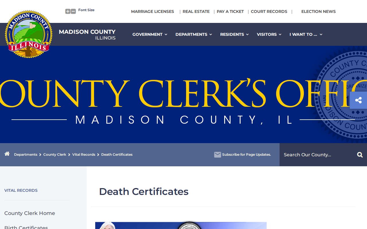 Edwardsville previous residents death certificate request route
