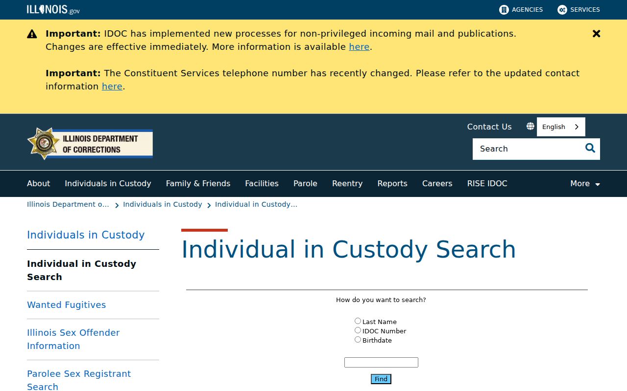 Edwardsville resident lookup using the Illinois state custody search