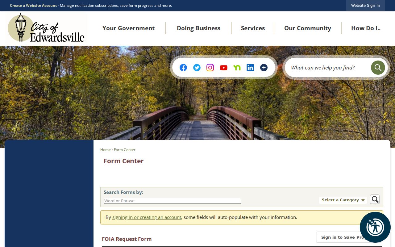 Edwardsville ZIP code directory image of the city FOIA request form